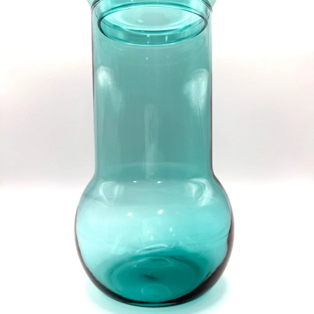 Vintage MCM Space Age Retro Apothecary Canister‎ Federal Glass Roly Poly Blue